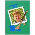 18th Birthday Hurling Photo Card in Irish with Personalised Text