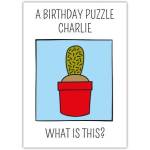 Personalised Birthday Puzzle Plant Pot Card with Humorous Design