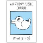 Humorous Birthday Puzzle Card with Rabbit Illusion - Personalised Option Available