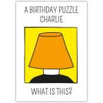 Birthday Puzzle Humorous Card for Priest with Lamp Shade Design