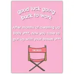 Good Luck Going Back to Work End of Maternity Leave Humorous Card