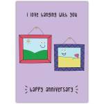 Cute I Love Hanging With You Happy Anniversary Card with Fun Picture Frames Design