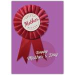 Best Mother Ever Red Ribbon Happy Mothers Day Card on Purple Background