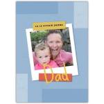 Happy Father's Day Card in Irish with Custom Photo and Dad Design on Blue Pattern Background