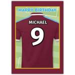 Personalised Happy Birthday Football Shirt Card with Custom Name and Number