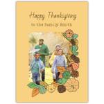 Personalised Thanksgiving Card with Autumn Leaves and Family Photo Frame Design