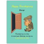 Personalised Humorous Thanksgiving Card with Grandpa Cartoon and Blessings Quote