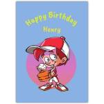 Personalised Boys Baseball Themed Happy Birthday Card with Name Option