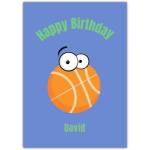 Personalised Happy Birthday Card with Cartoon Basketball Design for Sports Fans