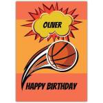Personalised Boys Basketball Themed Happy Birthday Card with Name Option