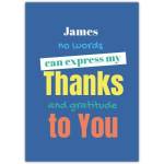 Personalised Thank You Card with Custom Name and Colourful Text on Blue Background