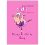 Funny Pink Ballet Birthday Card You Still Look 21 from a Distance Personalised