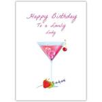 Happy Birthday to a Lovely Lady Cocktail and Fruit Illustrated Card