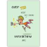 Funny Humorous Birthday Card with Cartoon Character and Personalised Name Option