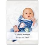 Personalised Baby Photo Thank You Card with Sports Overalls Design