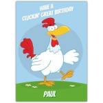Personalised Cluckin Great Birthday Card with Funny Cartoon Chicken Design
