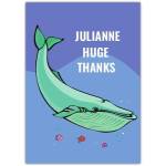 Personalised Whale Illustration Thank You Card with Name Customisation