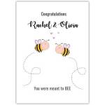 Personalised Congratulations Card with Cute Bees You Were Meant to Bee for Couples