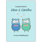 Personalised Congratulations Wedding Day Card with Cute Owls Design