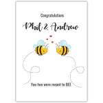 Personalised Congratulations Card for Couples with Cute Bees and Romantic Message