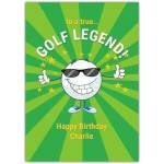 Personalised Golf Legend Birthday Card for Golfers with Fun Cartoon Golf Ball Design