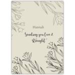 Personalised Sending You Love and Strength Support Card with Floral Line Art Design