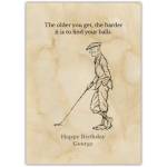 Funny Vintage Style Golf Birthday Card Personalised with Name and Humorous Quote