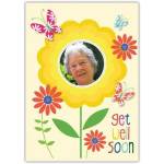 Personalised Get Well Soon Card with Bright Flowers and Butterflies Design