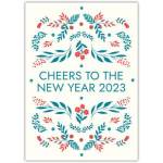 Cheers to the New Year 2023 Floral Festive Greeting Card