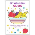 Personalised Get Well Soon Card for Kids with Cute Smiling Fruit Illustration
