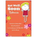 Personalised Get Well Soon Card for Children with Cute Cartoon and Floral Design
