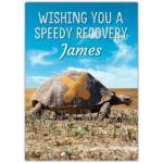Personalised Speedy Recovery Card with Humorous Turtle Design and Name Option