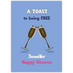 Personalised Happy Divorce Celebration Card with Champagne Toast Design
