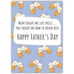 Happy Fathers Day Card Beer Mugs Humorous Dad Card with Personalised Message Option