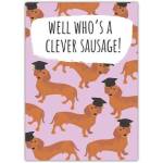 Clever Sausage Dachshund Graduation Greeting Card for Congratulations and Success
