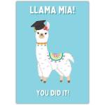 Llama Graduation Card Funny You Did It Celebration Card in Blue
