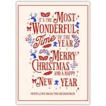 Personalised Merry Christmas and Happy New Year Card with Festive Typography Design