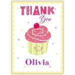 Personalised Thank You Card with Cute Cupcake Design for Kids or Friends