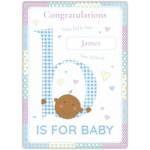 Personalised Congratulations Baby Boy Arrival Card with Name Customisation Blue Design