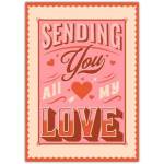 Sending You All My Love Romantic Greeting Card with Heart Design