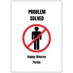 Funny Happy Divorce Card Personalised with Name Problem Solved Design