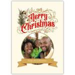 Personalised Merry Christmas Vintage Angel Family Photo Card with Custom Name Banner