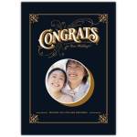 Personalised Congrats On Your Wedding Photo Frame Card in Gold and Navy Blue