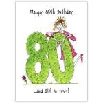 Happy 80th Birthday Card with Humorous Hedge Trim Design Suitable for 80 Year Celebration