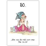 50th Birthday Humorous Skin Care Creams Cartoon Card for Her