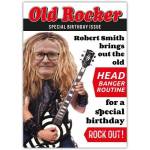 Old Rocker Humorous Personalised Special Birthday Card with Guitar and Head Banger Theme