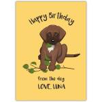 Personalised Dog Birthday Card with Puppy Illustration and Custom Name Option
