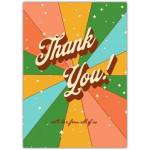 Retro Style Thank You Card with Colourful Burst Design Suitable for Any Occasion