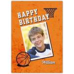 Personalised Basketball Theme Happy Birthday Card with Photo for Boys