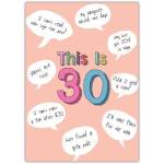 30th Birthday Card Funny Age Milestones Humorous Speech Bubbles Design